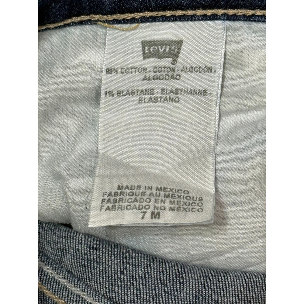 Levi's Too Super Low 524 Jeans Blue Distressed Low Waist Denim Slim Pants Size 7 - Picture 8 of 9